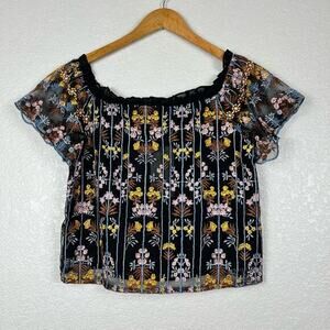 Lucy‎ Paris Womens Evelyn Top XS Embroidered Off the Shoulder Fairy Boho NWT